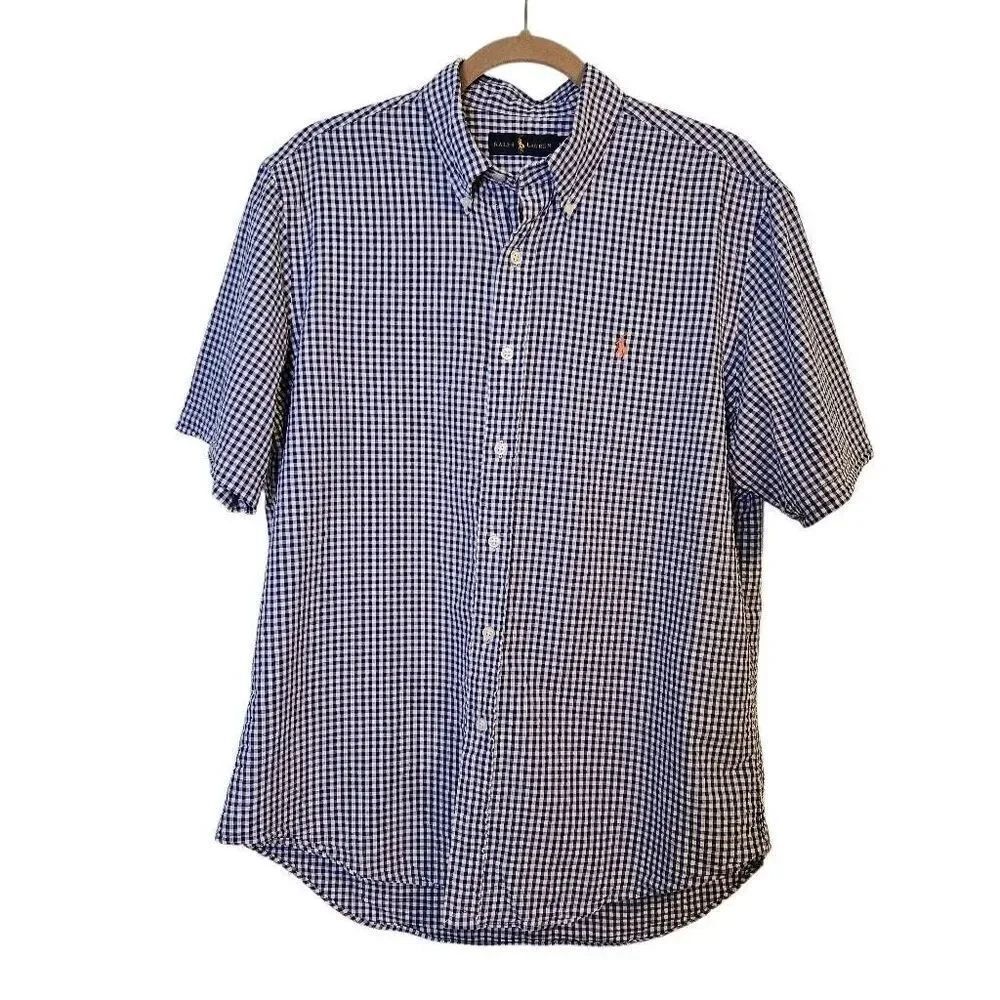 Ralph Lauren mens shirt, blue/white checkered. Size L. #880